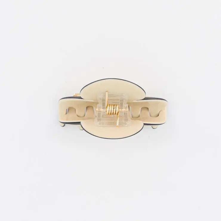 Aube beige claw clip - minimalist high quality - top view - 3 cm - Alexandre de paris