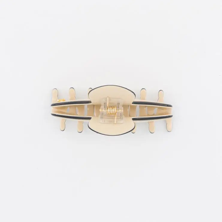 Vanille Claire hair clip-Beige hair clip-small size-elegant design-top view-Alexandre de Paris GCC