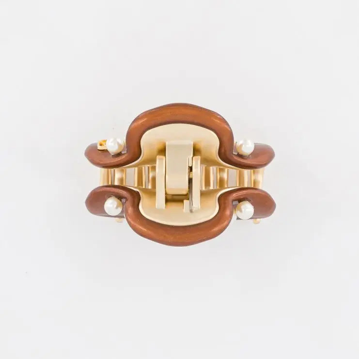 Isolde Clip-Brown-4.5 cm-Elegant fashion-vendome clips-Top view-Alexandre de paris GCC