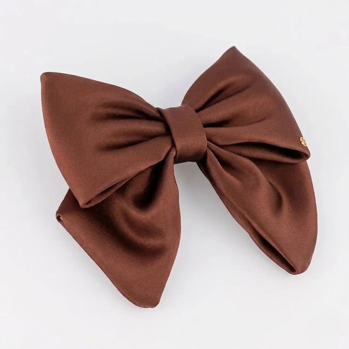 Rêve Satiné Barrette-hair bow-8.5 cm-Marroon-Alexnadre de paris GCC