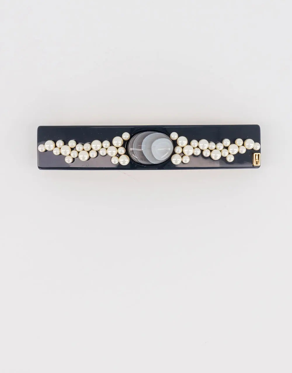 Larme de Perle Barrette-Black-8 cm-clip for hair-front view-alexandre de paris GCC