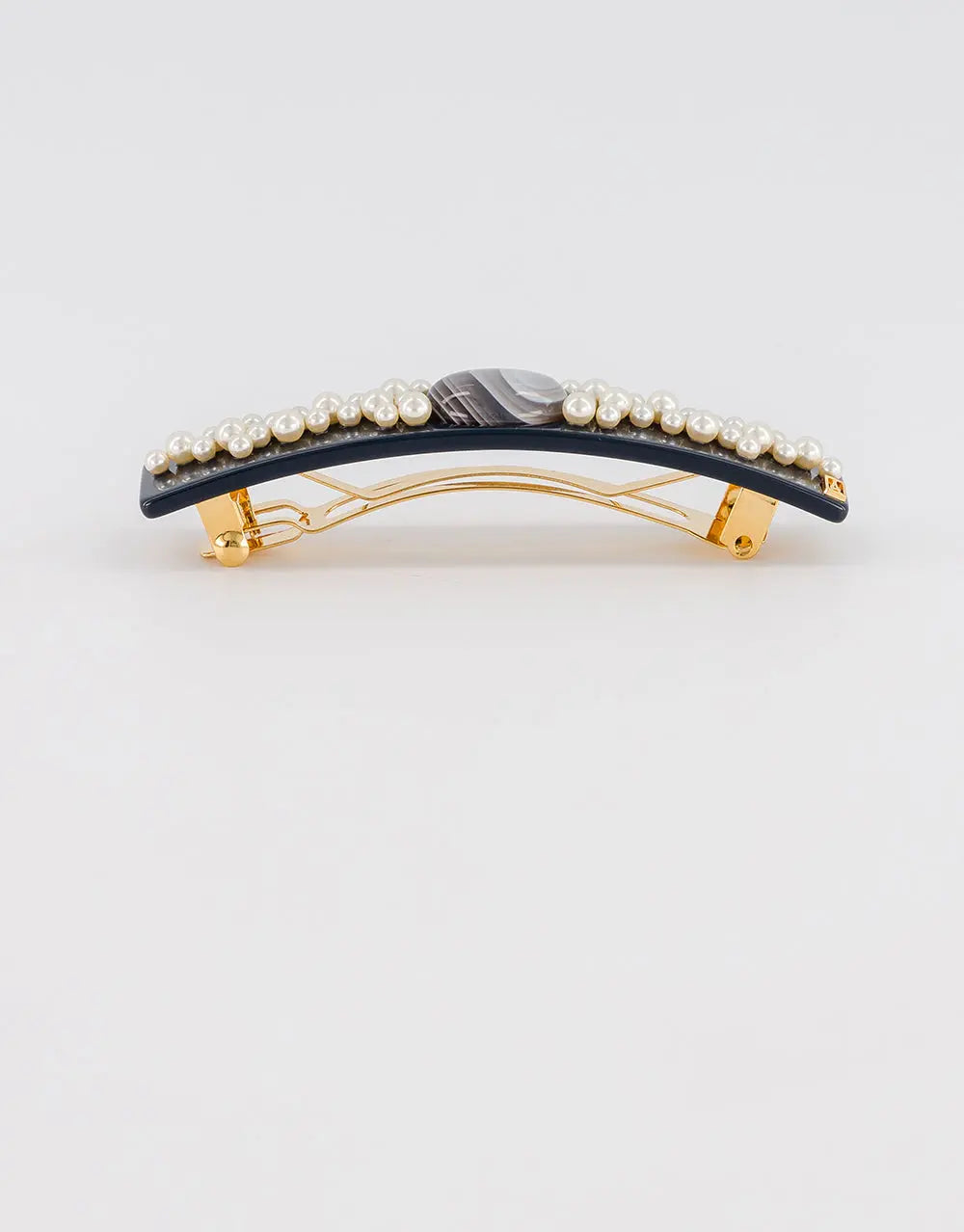 Larme de Perle Barrette-Black-8 cm-clip for hair-side view-alexandre de paris GCC