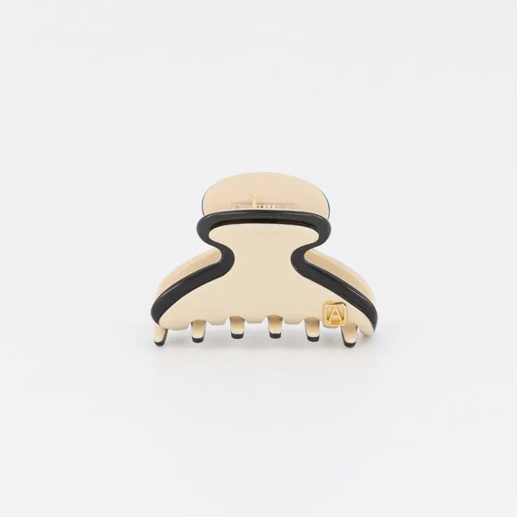 Aube beige claw clip - minimalist high quality - front view - 3 cm - Alexandre de paris