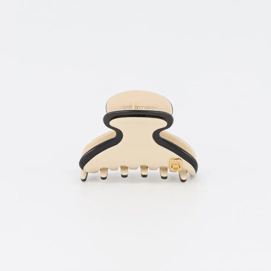 Aube beige claw clip - minimalist high quality - front view - 3 cm - Alexandre de paris