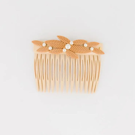 Pearle side barrette-premium fashion-6 cm- beige -alexandre de paris gcc