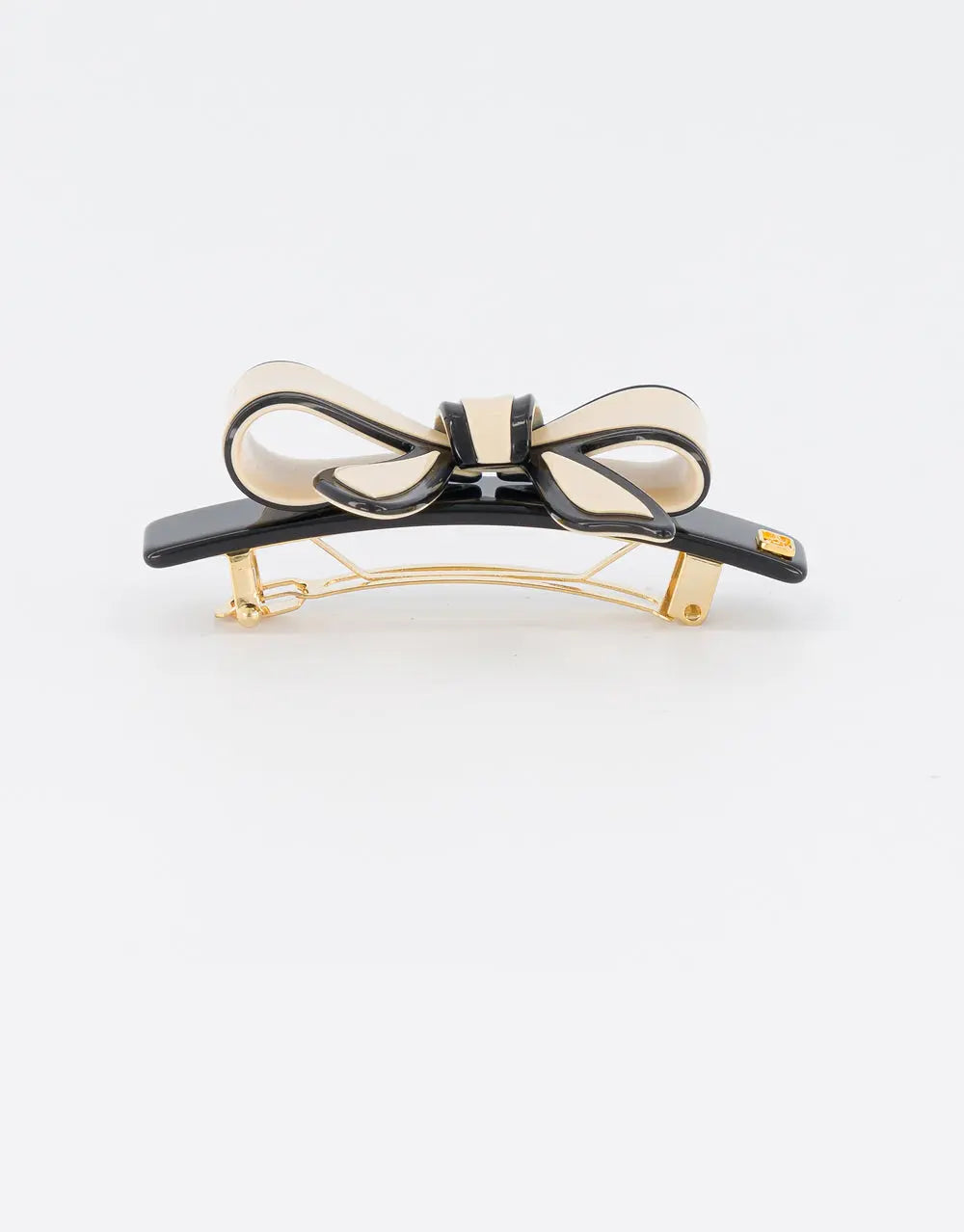 Chic Bow Barrette-Black-Beige-Luxury work wear-8.5cm-Alexandre de paris GCC