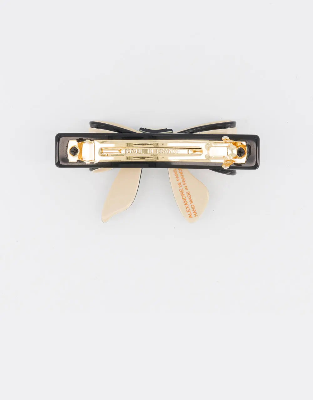 Chic Bow Barrette-Black-Beige-Luxury work wear-8.5cm-Alexandre de paris GCC