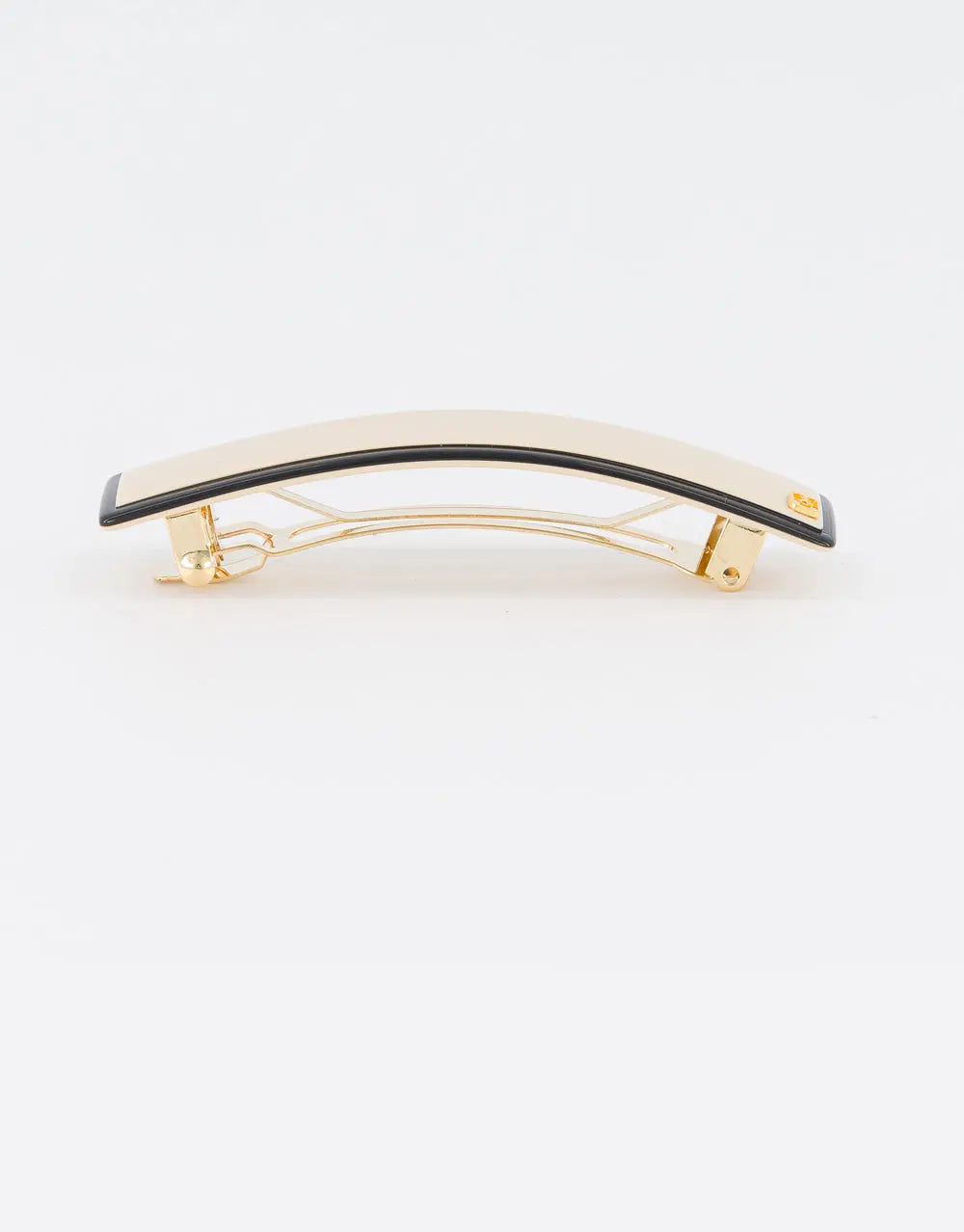 Ecrue barrette-Beige barrette-8.5cm-minimal hair accessory-detail view-Alexandre de Paris GCC