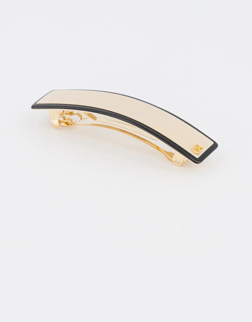 Ecrue barrette-Beige barrette-8.5cm-minimal hair accessory-detail view-Alexandre de Paris GCC