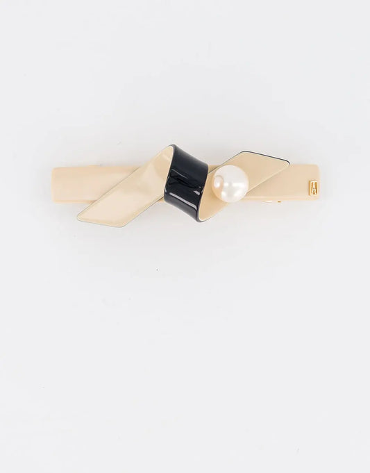 Noirisse Barrette-bow clip-beige-8.5 cm-Alexandre de paris GCC