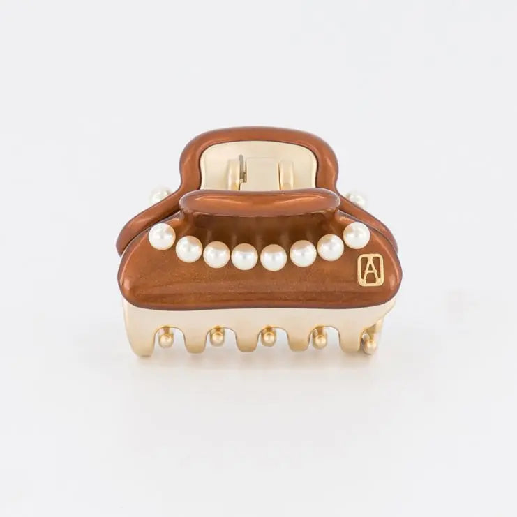 Isolde Clip-Brown-4.5 cm-Elegant fashion-vendome clips-Pearl claw clip-Alexandre de paris GCC