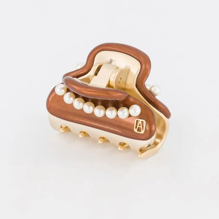 Isolde Clip-Brown-4.5 cm-Elegant fashion-vendome clips-Side view-Alexandre de paris GCC