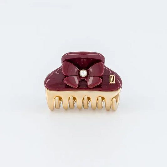Rubis Perlé Clip - Maroon - 4.5 CM- Eid attire clips-Vendome clip -bow hair clip-Alexandre de Paris GCC