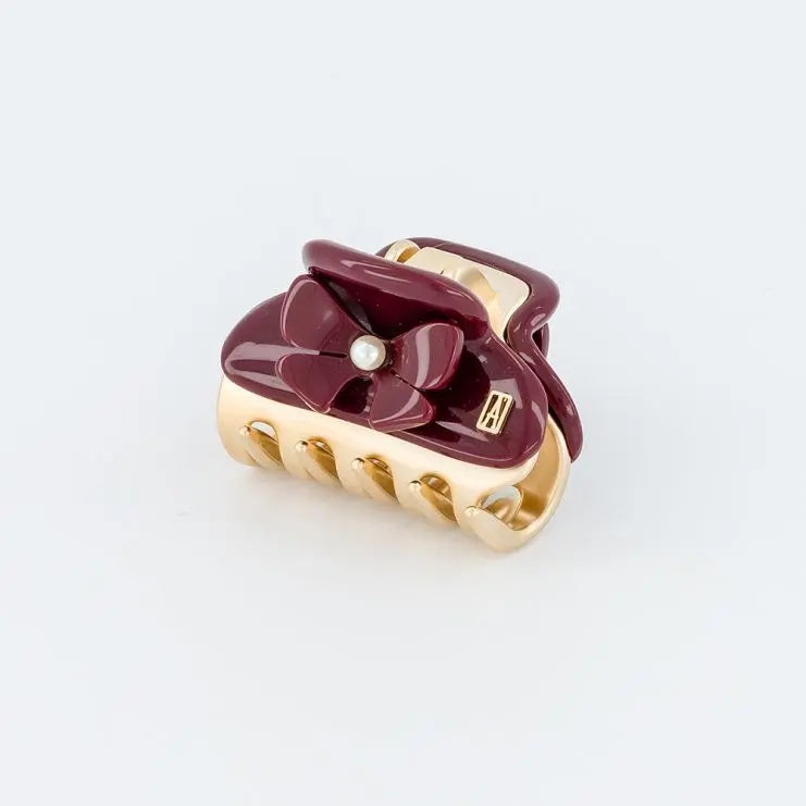 Rubis Perlé Clip - Maroon - 4.5 CM- Eid attire clips-Vendome clip -bow hair clip-Alexandre de Paris GCC
