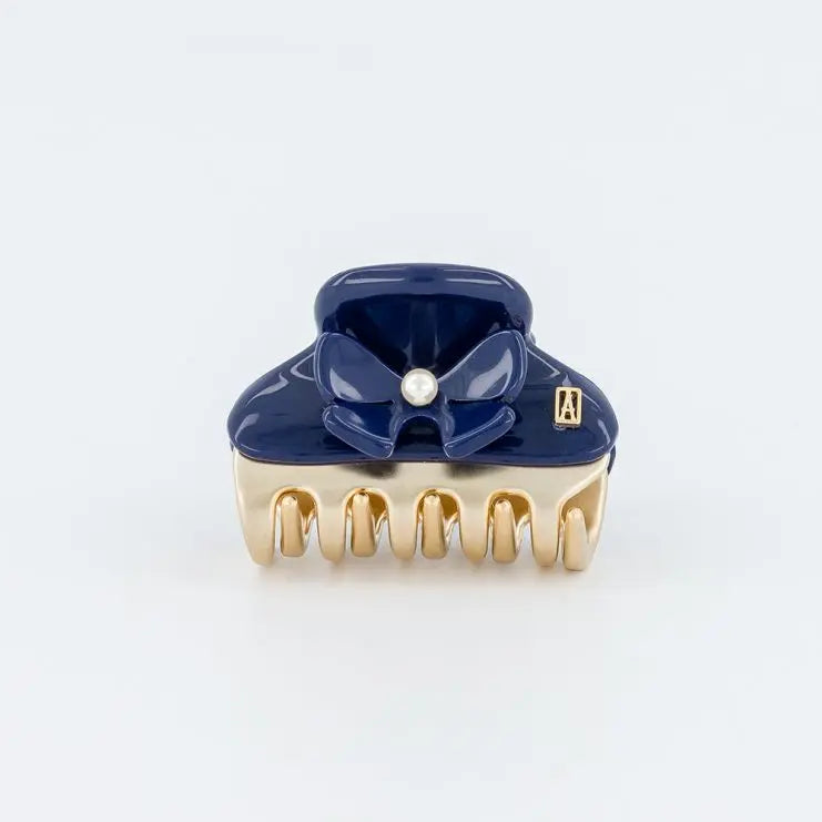 Camélia Bleu Clip - Blue - Eid attire vendome clip-bow hair clip-4.5 cm- Alexandre de paris GCC