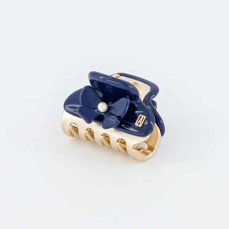 Camélia Bleu Clip - Blue - Eid attire vendome clip-bow hair clip-4.5 cm- Alexandre de paris GCC