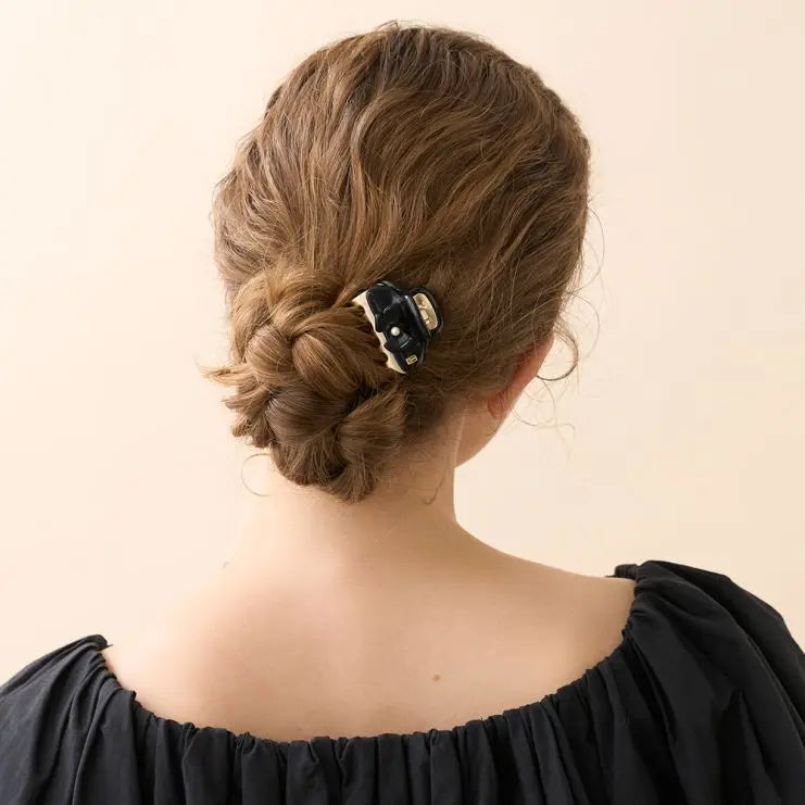 Mademoiselle Clip - Black - 4.5 cm - Eid attire bow hair clip - Alexandre de paris GCC-Vendome clip