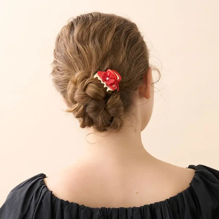  Rouge Cerise Clip-Red-Eid attire vendome clip-4.5 cm-Alexandre de Paris GCC-Bow hair clip