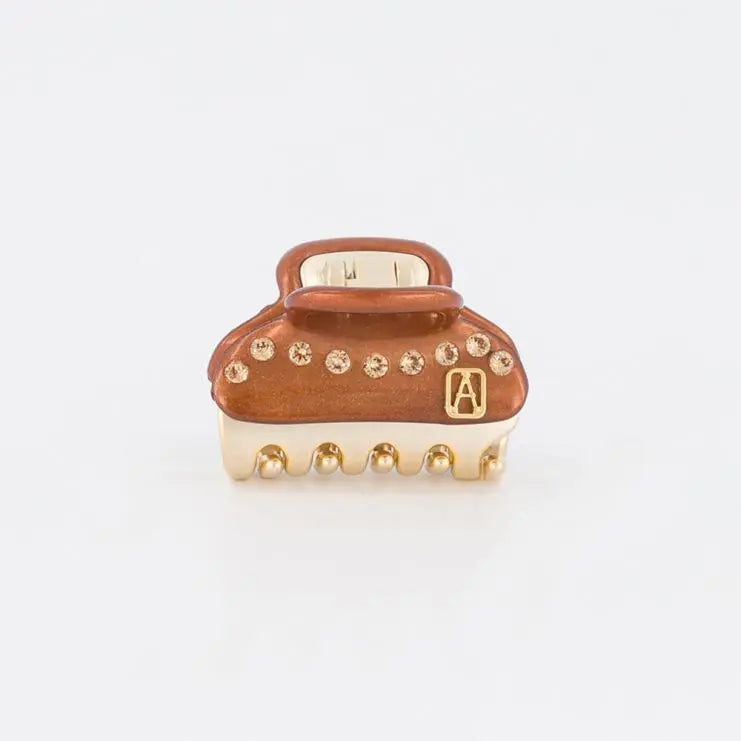 Margaux Clip-Brown-earth tone-3cm-front view-alexandre de paris gcc