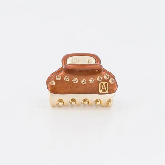 Margaux Clip-Brown-earth tone-3cm-front view-alexandre de paris gcc