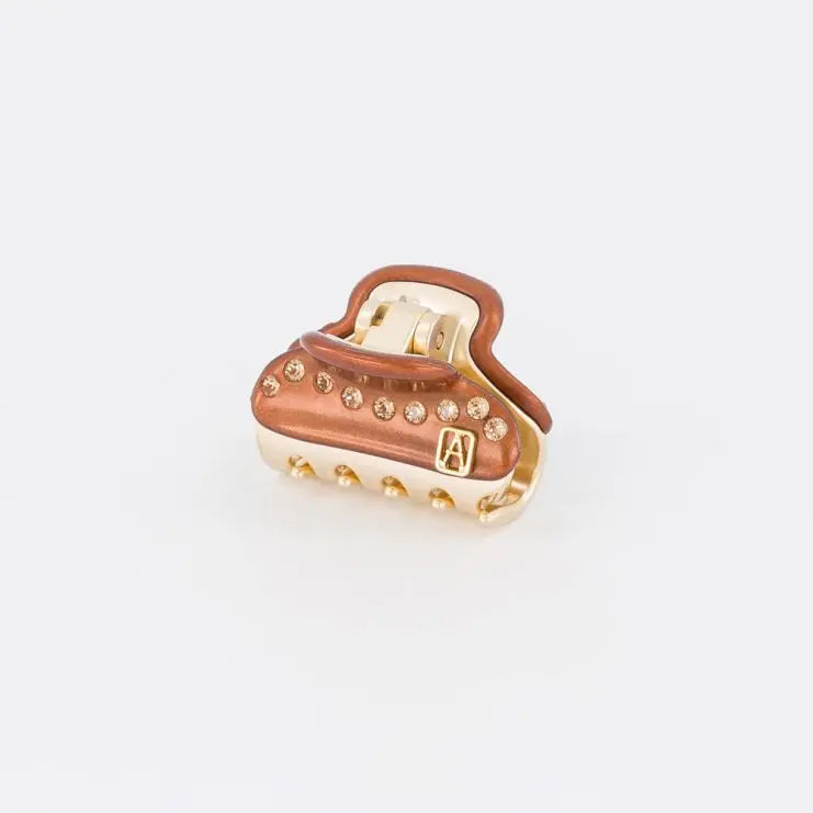 Margaux Clip-Brown-earth tone-3cm-side view-alexandre de paris gcc