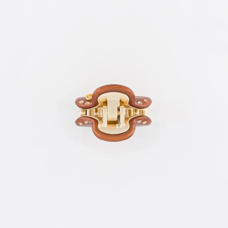 Margaux Clip-Brown-earth tone-3cm-top view-alexandre de paris gcc