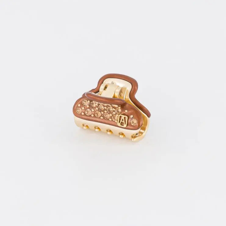 Diane clip-Vendome clip-Brown-3 cm-crystal stones-side view-alexandre de paris GCC