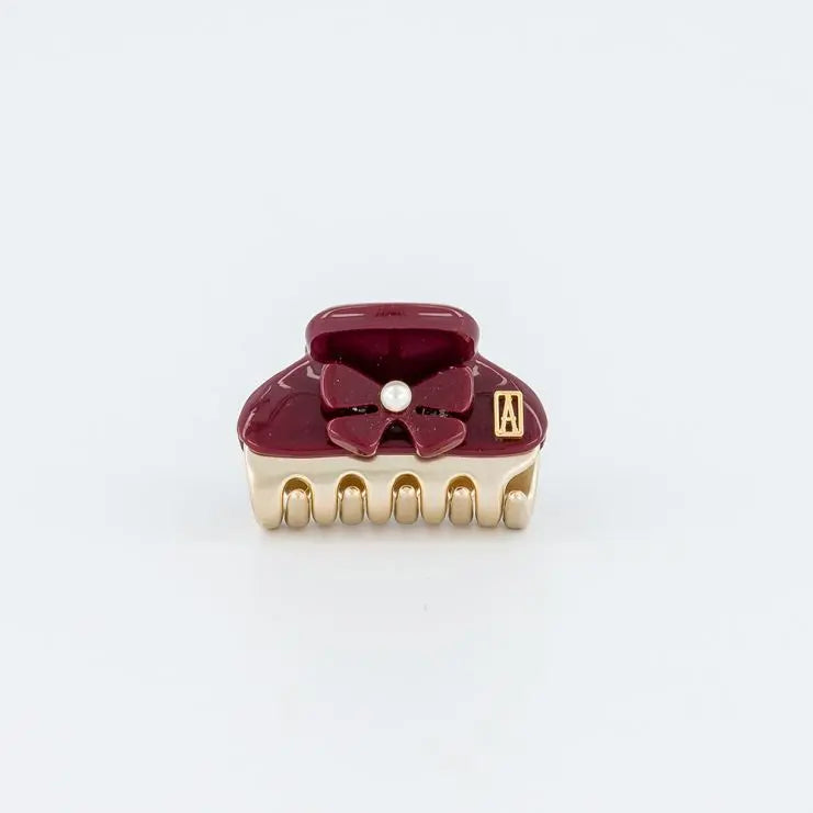 Perle Grenat Clip-Maroon-3 cm-Eid outfits vendome clip-Alexandre de Paris GCC-Pearl hair clip