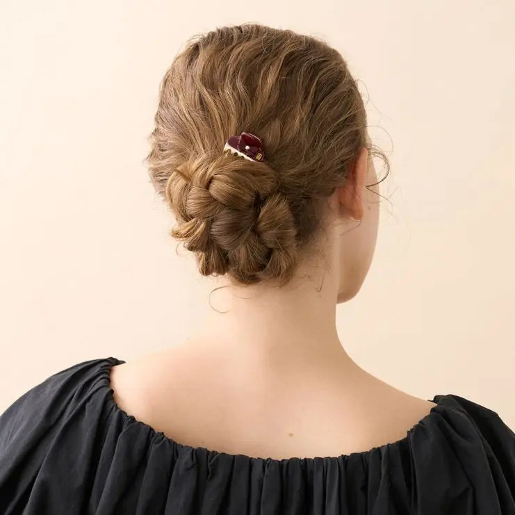 Perle Grenat Clip-Maroon-3 cm-Eid outfits vendome clip-Alexandre de Paris GCC-Pearl hair clip