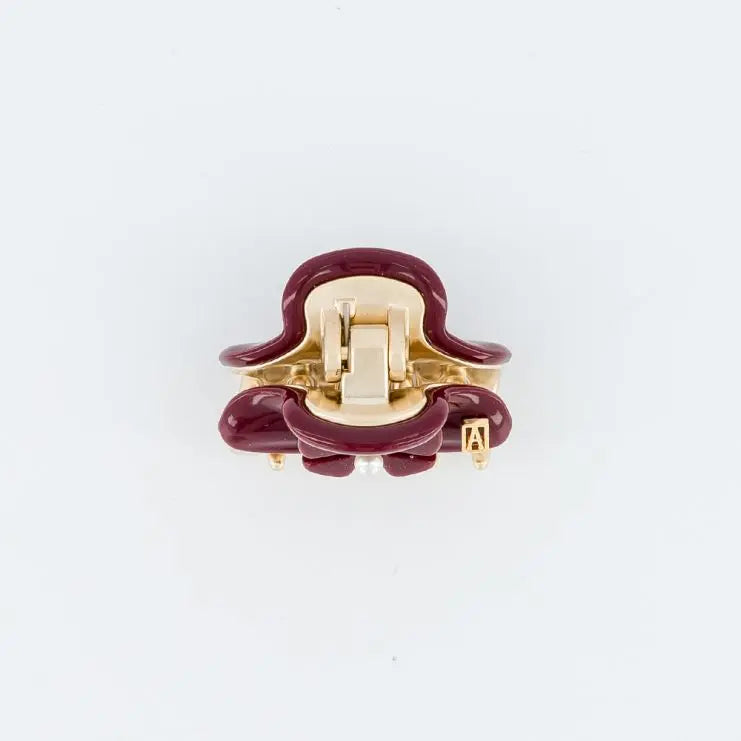 Perle Grenat Clip-Maroon-3 cm-Eid outfits vendome clip-Alexandre de Paris GCC-Pearl hair clip