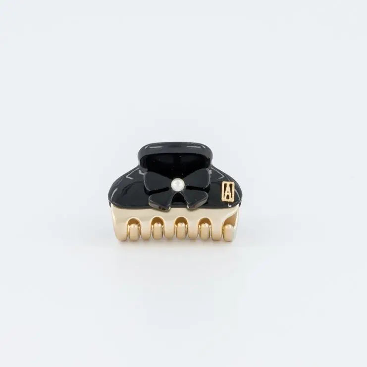Princesse Noire Clip - Black-3 CM-Eid outfits vendome clip- Alexandre de paris GCC-Pearl hair clip