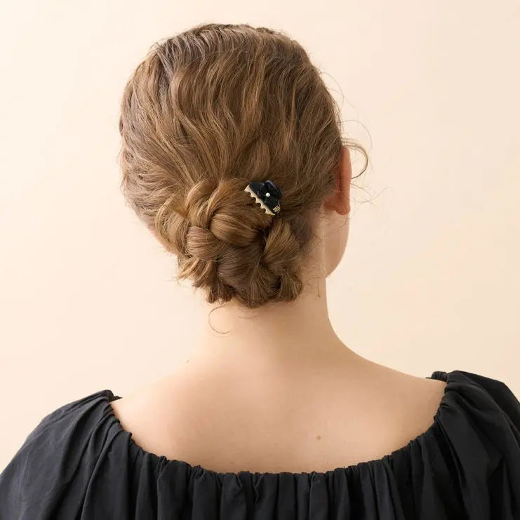 Princesse Noire Clip - Black-3 CM-Eid outfits vendome clip- Alexandre de paris GCC-Pearl hair clip
