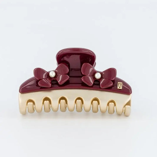 Maryanah clip- maroon-Floral hair claw-alexandre de paris gcc-7.5 cm-vendome clip