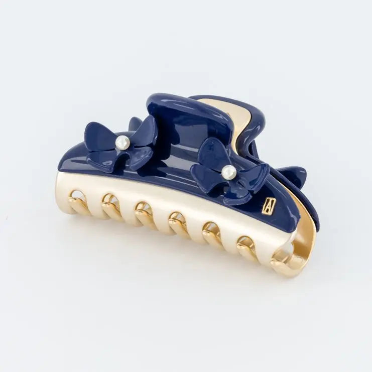 Bluish clip-navy blue hair clip-floral hair claw-alexandre de paris gcc-7.5 cm-vendome clip-eid hair clipGCC