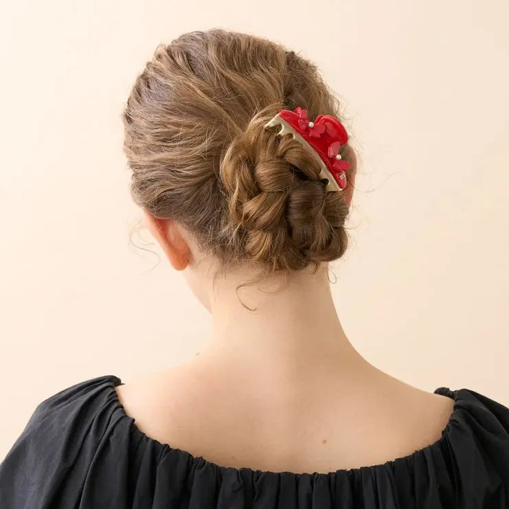  Rouge Amour Clip - Red floral claw clip- 7.5 cm - Eid hair clip- vendome clip- Alexandre de paris GCC
