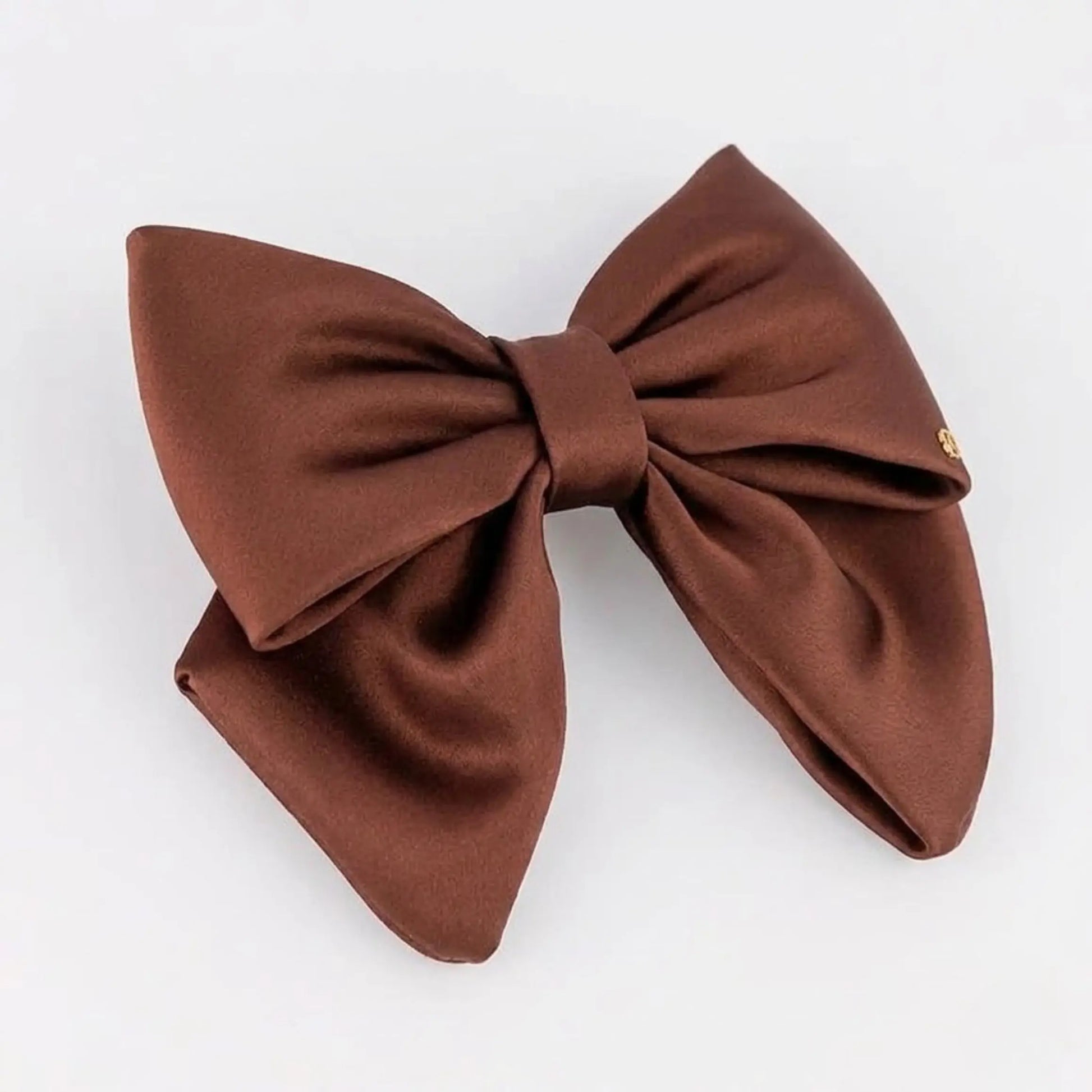 Rêve Satiné Barrette-hair bow-8.5 cm-Marroon-Alexnadre de paris GCC