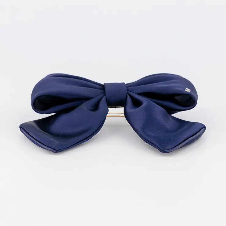 Rêve Satiné Barrette-Blue bow-8.5 cm-Alexandre de paris GCC