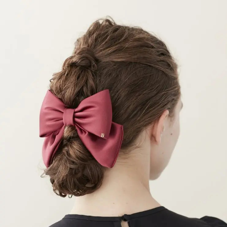 Rêve Satiné Barrette-hair bow-8.5 cm-Marroon-Alexnadre de paris GCC