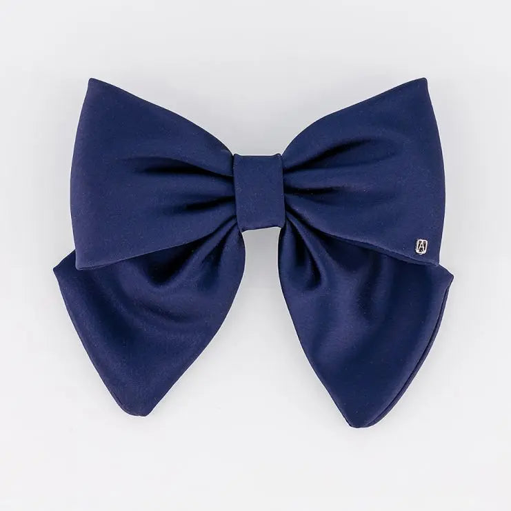 Rêve Satiné Barrette-Blue bow-8.5 cm-Alexandre de paris GCC